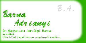 barna adrianyi business card